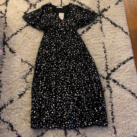 ZARA limited edition Zara sequin party dress Butterfly sleeves - Picture 3 of 5